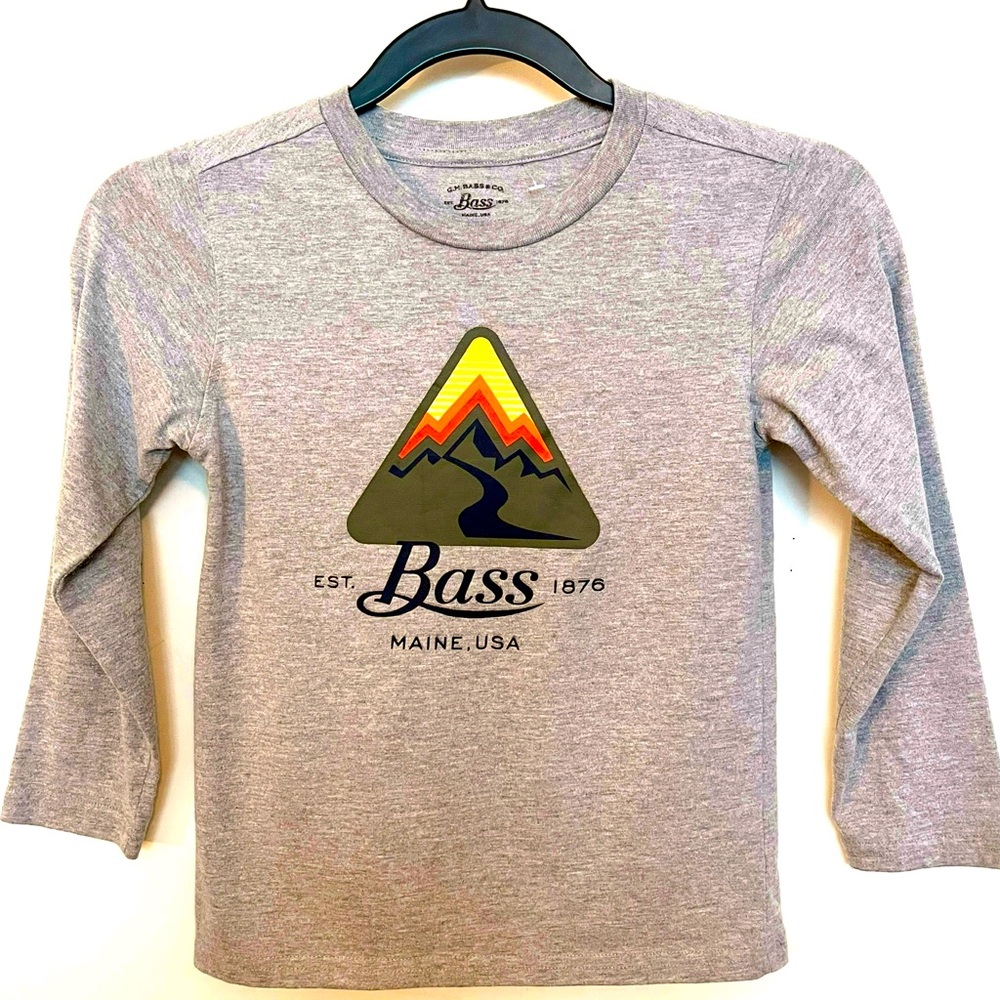 Bass Gray Long Sleeve Tee with Mountain Graphic